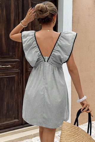 Bow-Detail Ruffle Casual Dress