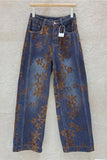 Floral Print High-Waist Baggy Jeans