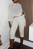 Polka Dot Crop Top and Capri Pants Set