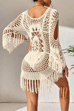 Crochet Fringe Bell Sleeve Mini Dress