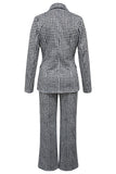Plaid Double-Breasted Blazer Pants Set