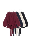 V-Neck Wrap Tie Waist Knit Cardigan