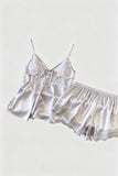 Lace Trim Satin Cami Pajama Set