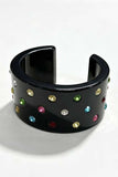 Marbled Rhinestone Wide Cuff Bracelet