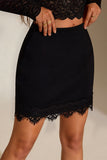 Lace Trim Bodycon Mini Skirt