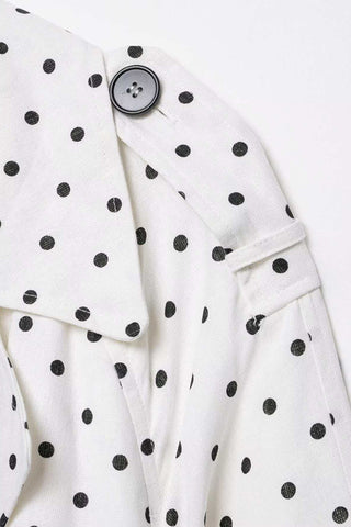 Polka-Dot Belted Lapel Trench Jacket