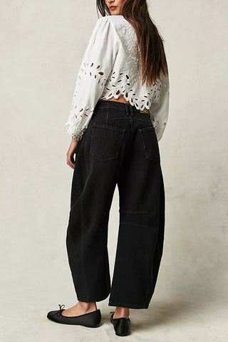 High-Waist Paneled Baggy Jeans