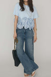 Ruffle-Accented Casual T-Shirt