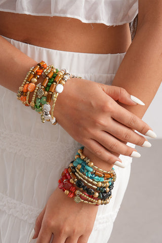 Multi-Strand Beaded Charm Bracelet Set