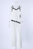 Polka Dot Lace Trim Cami Pajama Set