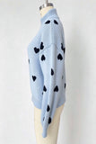 Heart Print Half-Zip Knit Sweater