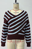 Striped Asymmetric Off-Shoulder Sweater