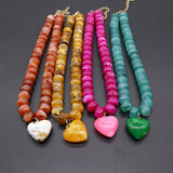 Heart-Pendant Beaded Necklace