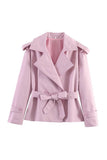 Notched Collar Belted Wrap Coat