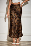 Satin Drawstring Waist Slip Midi Skirt