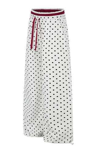 Polka Dot Drawstring Wide-Leg Casual Pants