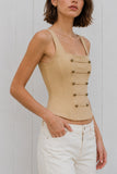 Square Neck Button Front Tank Top