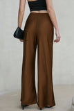 Satin Drawstring Wide-Leg Casual Pants