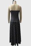 Polka Dot Strapless Ruched Maxi Dress