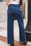 Stitched Waist Loose Cuffed Jeans