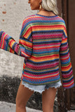 Multicolor Stripe Knit Bell Sleeve Top