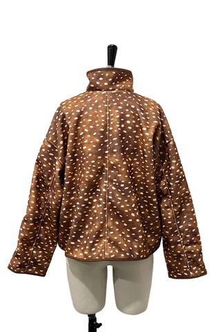 Printed Zip-Front Collared Jacket