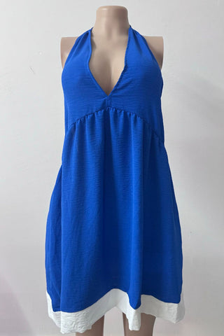 Halter Neck Contrast Hem Dress