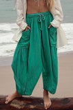 Elastic Waist Pocket Wide Leg Pants