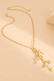 Layered Cross Charm Chain Necklace