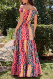 Boho Print Smocked Waist Dress