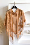 Floral Lace Open Front Fringe Cape
