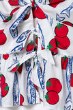 Tie-Front Patterned Blouse