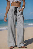 Drawstring Pocket Striped Pants