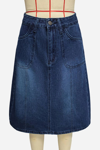 Sleek Denim A-Line Skirt