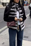 Faux Fur Collar Knit Zip-Up Jacket