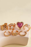 Mixed Metal Floral and Heart Ring Set