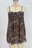 Leopard Print Lace Trim Cami