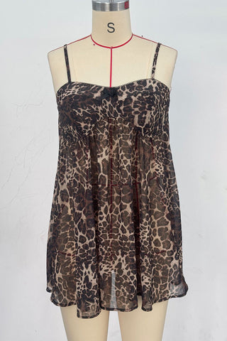 Leopard Print Lace Trim Cami