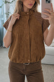 Knit Shoulder Suede Mock Neck Vest