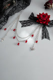 Floral Lace Bow Chain Shoulder Brooch