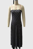 Polka Dot Strapless Ruched Maxi Dress