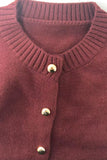 Button Crew Neck Knit Cardigan