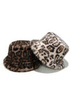 Faux Fur Leopard Print Bucket Hat
