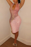 Leopard Print Sleeveless V-Neck Bodycon Dress