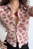 Paisley Print Button-Front Long Sleeve Shirt