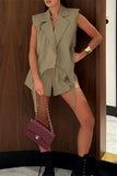 Sleeveless Blazer and Shorts Set