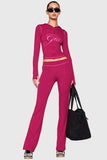 Graphic Zip-Up Hoodie and Flare Pants Set