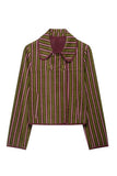 Striped Peter Pan Collar Toggle Jacket
