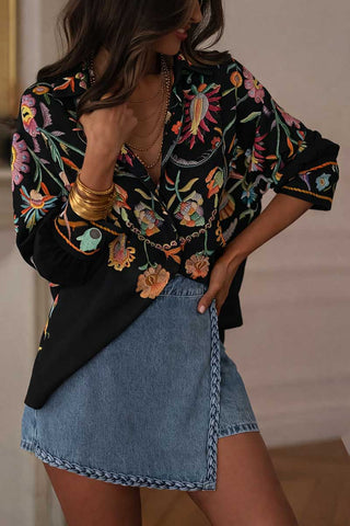 Floral Printed Button-Front Shirt