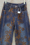 Floral Print High-Waist Baggy Jeans